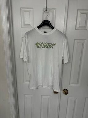 Oakley White Short-Sleeve Tee with Green Logo Graphic